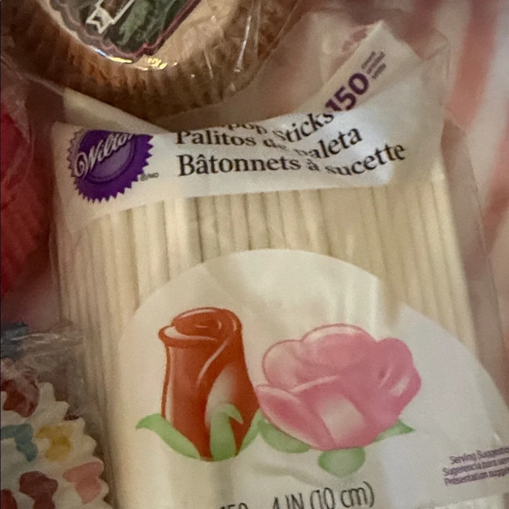 Wilton Pink Red Multicolor Assorted Baking Cups & Party Picks